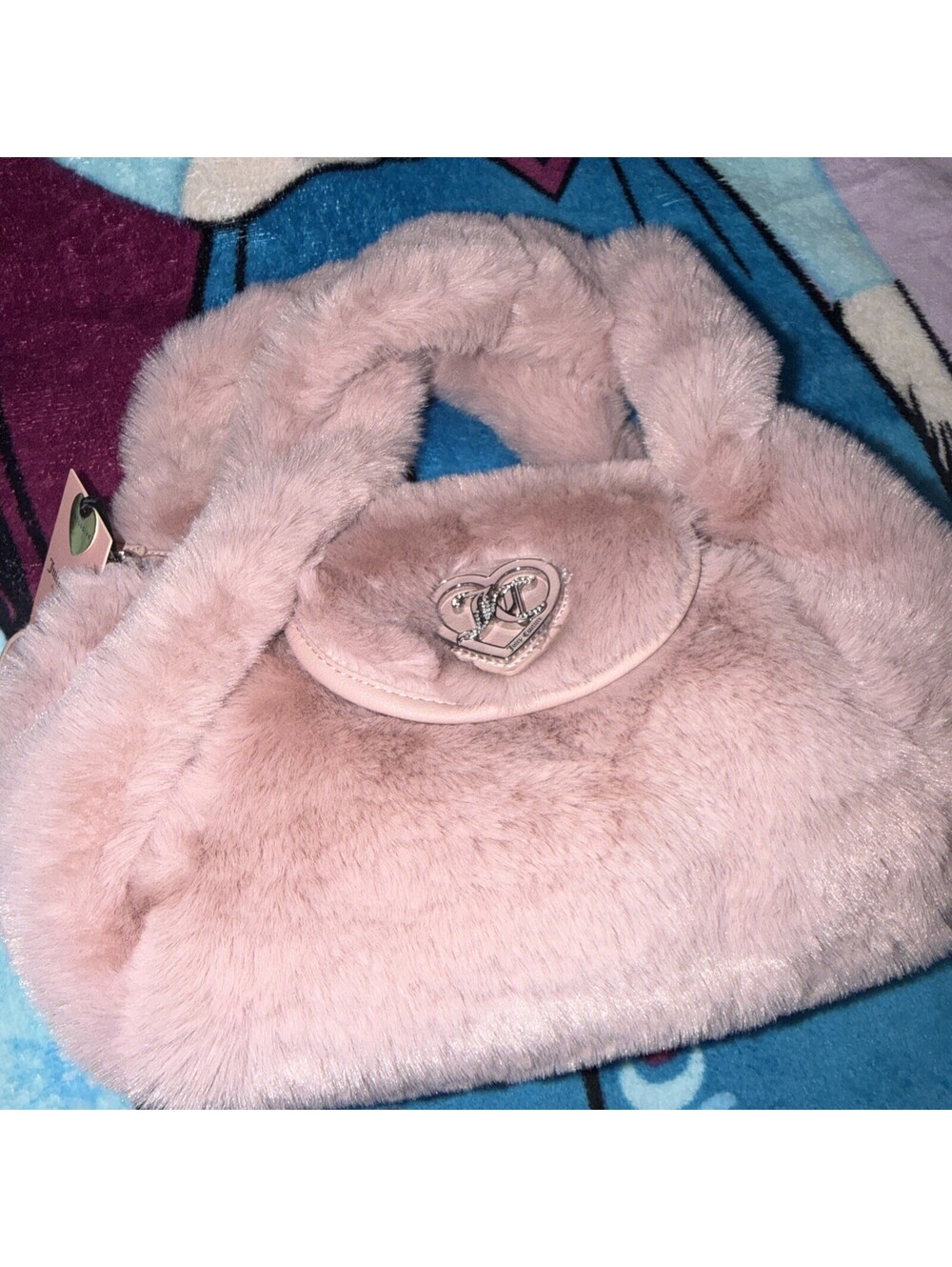 Juicy Coutur crossbody/tote bag Faux Fur Dusty Blush